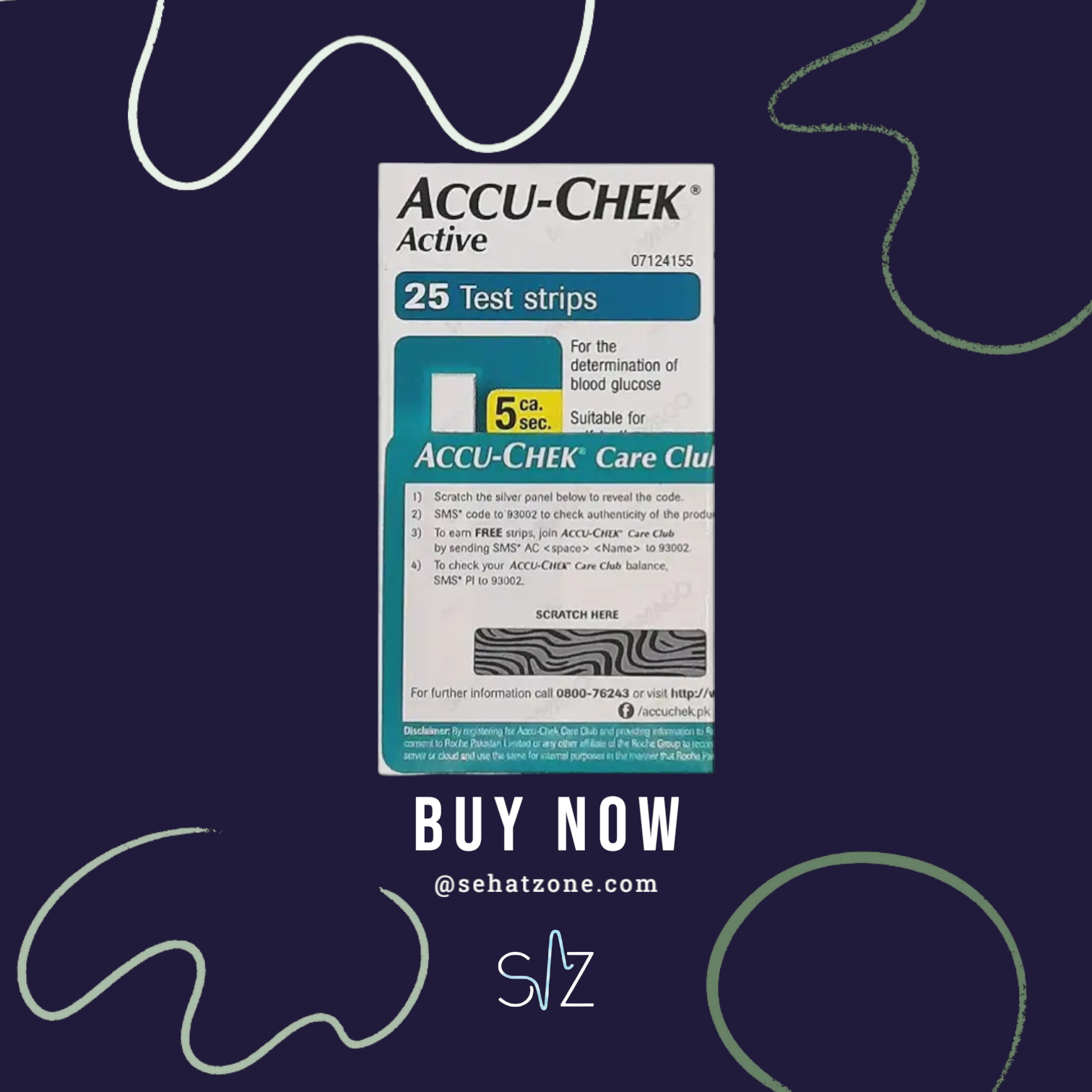 Accu-Chek Active Blood Glucose Test Strips – Box of 25 Strips