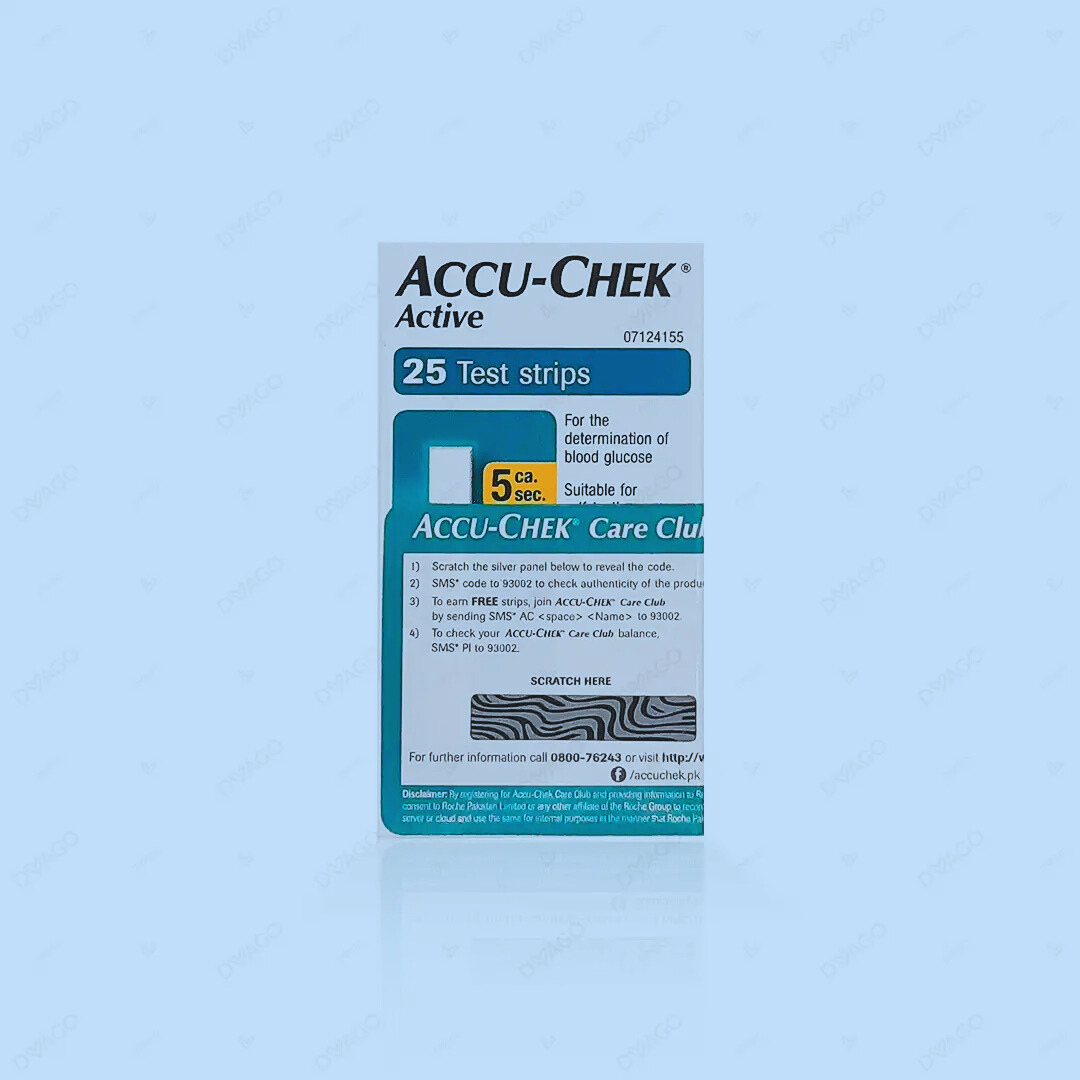 Accu-Chek Active Blood Glucose Test Strips – Box of 25 Strips